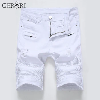 

Gersri Mens Denim Shorts Slim Regular Casual Knee Length Short Hole Jeans Shorts For Men New Summer Spring Casual Pants For Man