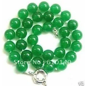 

6PC Charming! 10mm green jade Necklace 18 inch