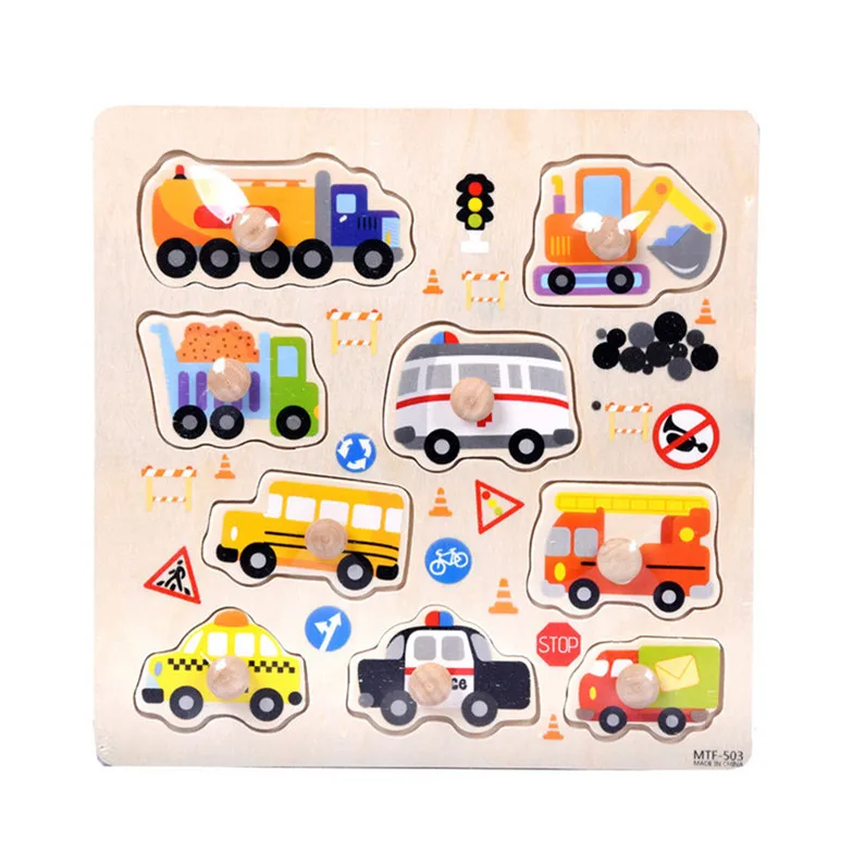 9 Piece Wooden Transportation Puzzle Jigsaw Early Learning Baby Kids Toys wooden toys speelgoed #4j05 (1)