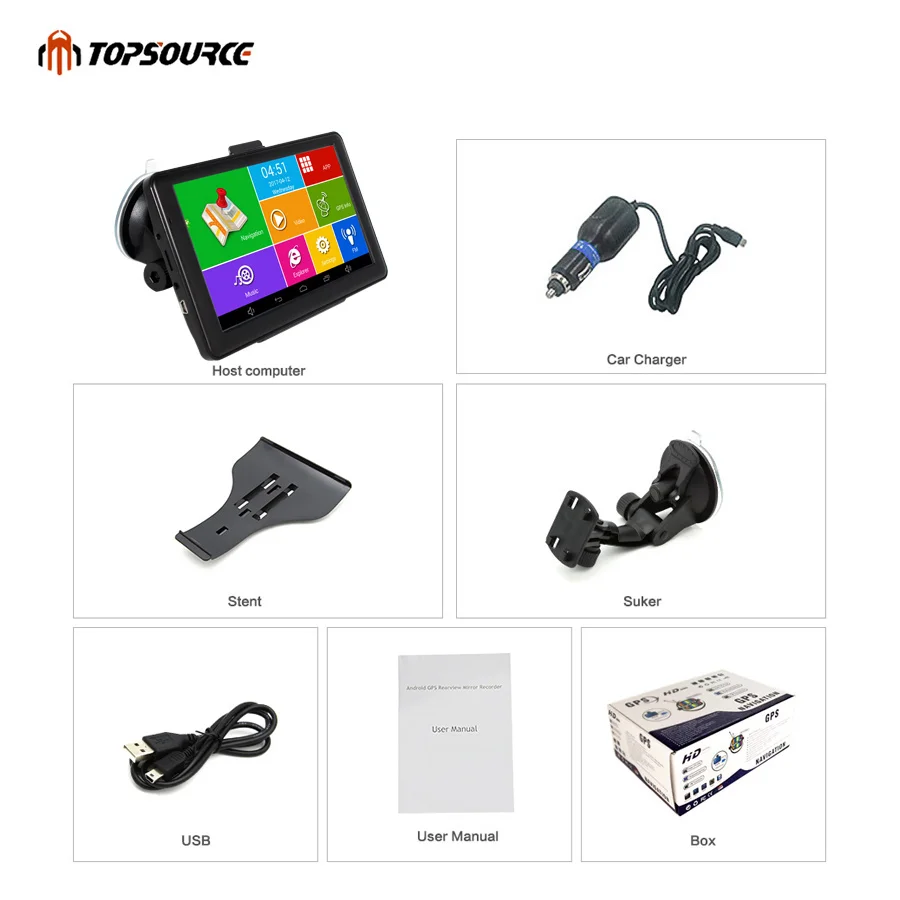 TOPSOURCE Android Автомобильный gps навигатор wifi Bluetooth FM Автомобильный навигатор sat nav navitel/Европа/США/Россия/Великобритания карта