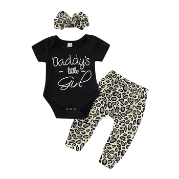

2019 Toddler Infant Baby Girl Clothes Set Summer Short Sleeve Bodysuit Top Leopard Print Pants Costume Clothing Outfits 0-24M