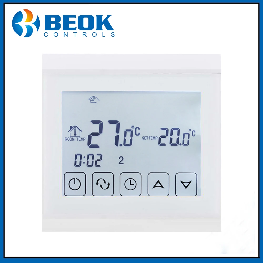 Beok Электрический комнатный термостат с белой подсветкой напольный нагревательный терморегулятор сенсорный экран регулятор температуры AC200-230V