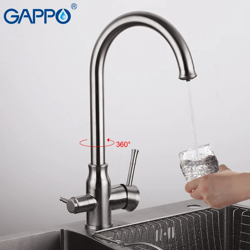 GAPPO кухонный кран с фильтром для воды, кран, кухонная раковина из нержавеющей стали, смеситель для кухни, фильтр для воды, кран