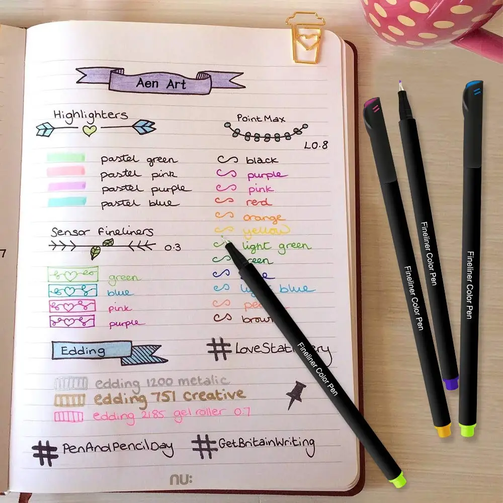 36 Colors Journal Planner Pens Colored Fine Point Markers Drawing Pens Porous