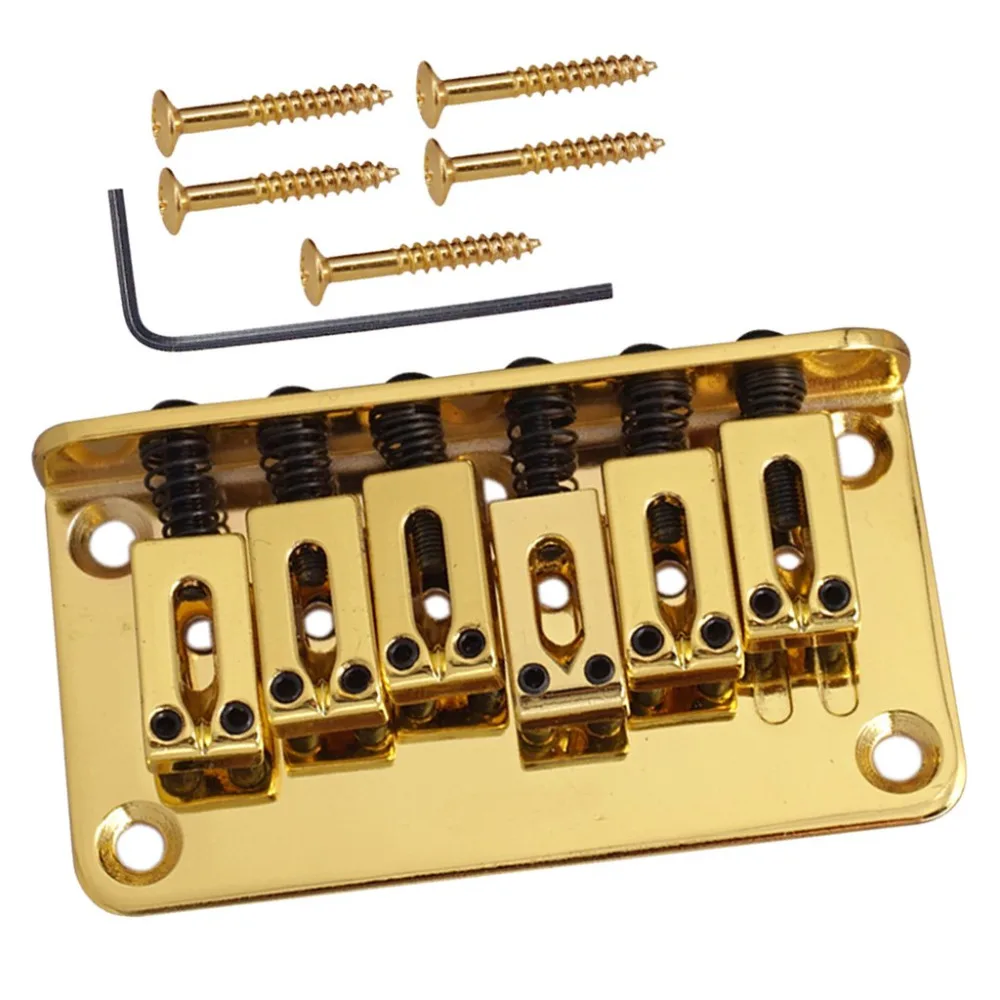1 Set 6 String Guitar Fixed Bridge Tailpiece Gold for Electric Guitar