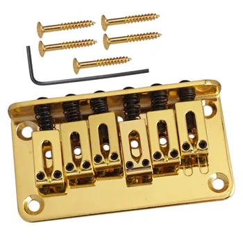 

1 Set 6 String Guitar Fixed Bridge Tailpiece Gold for Electric Guitar Musical Instrument Parts