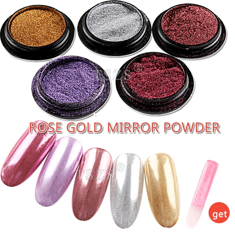

1box/lot rose gold Mirror Nail Glitter Powder Dazzling Shining Chrome Pigment Dust Paillettes Nail Art Decorations