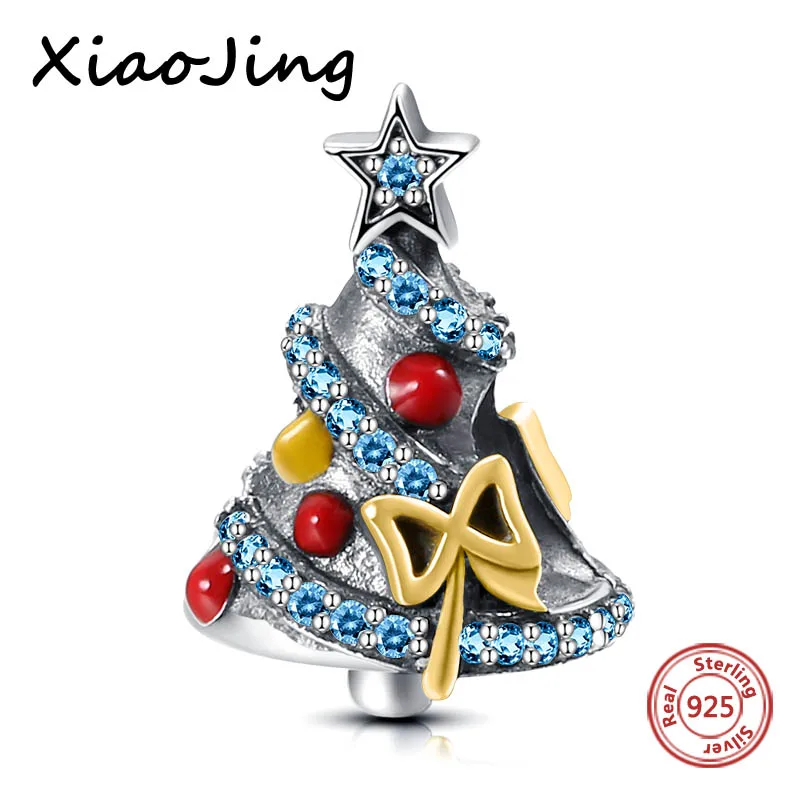 

925 sterling silver Beads Lovely Christmas tree Charms fit original European bracelet fashion diy jewelry Making for women gifts