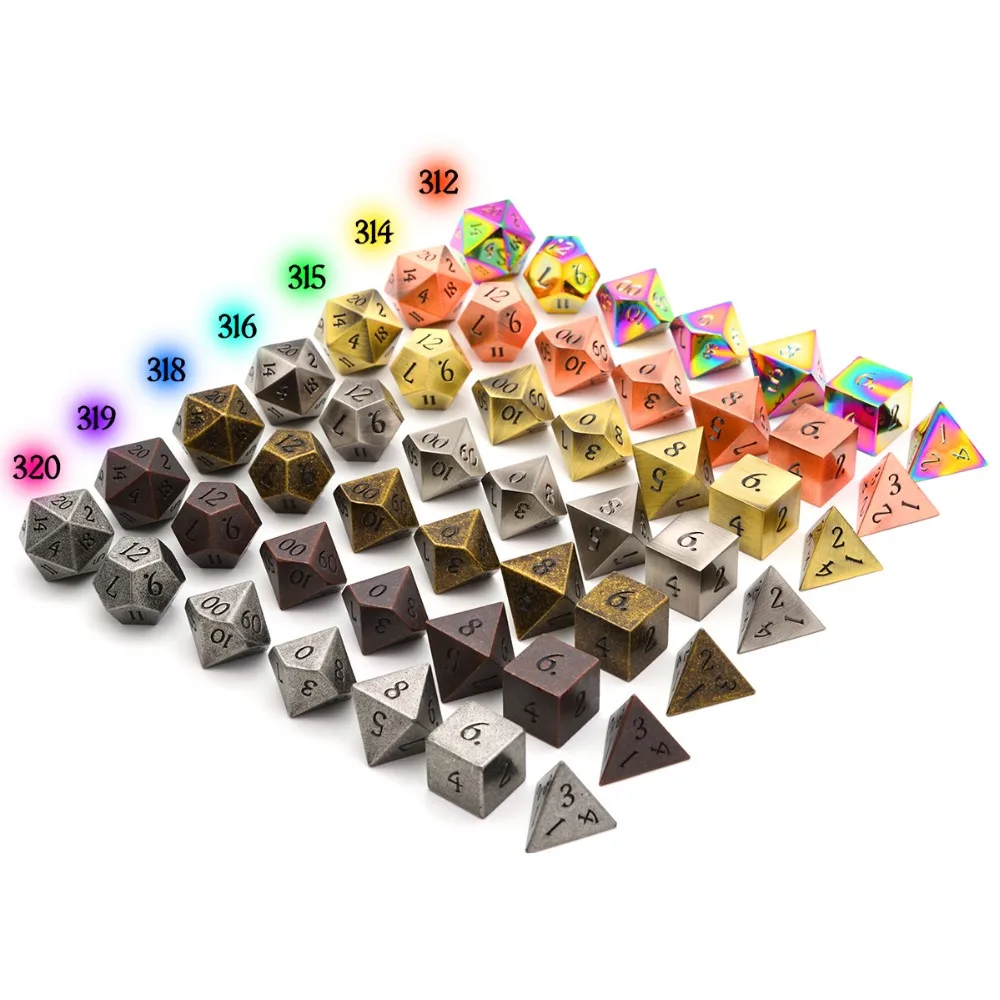 Beste Zinklegering Metalen Dobbelstenen Polyhedral Dobbelstenen 7PCS D20 D12 D10 D8 D6 D4 voor Dungeons And Dragons DND RPG MTG Tafel Games