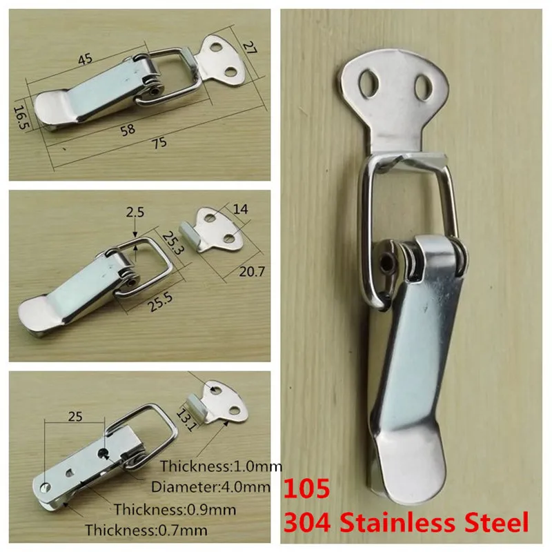 Hasp Fastener 1pcs Iron Plated Nickel/304 Stainless Steel Toggle Latch Catch for Trailer Spring card buckle toggle latches,jewelry box hasps,decorative latches,furniture hardware,buckle clamp