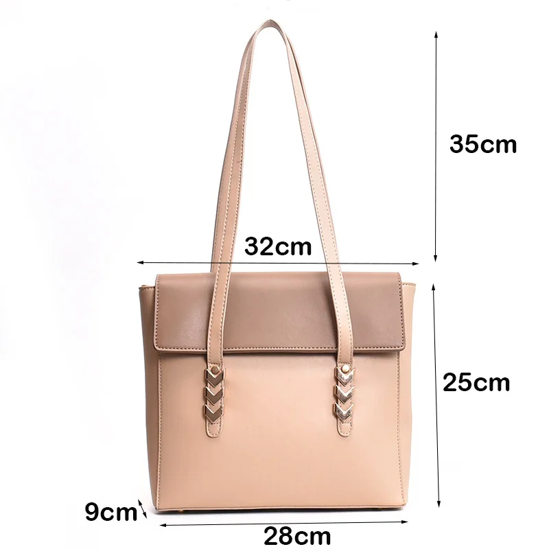 Women's new Elegant shoulder bag Famous Brand Soft PU leather Laptop Rivet Handbag Black Brown Khaki Big Leisure sling tote bags (4)