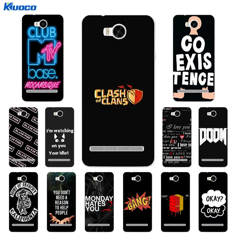Cases for Huawei Y3II 2 Y3 II Case Soft Silicon Cover Black Letters Printing Funda Phone Capa |