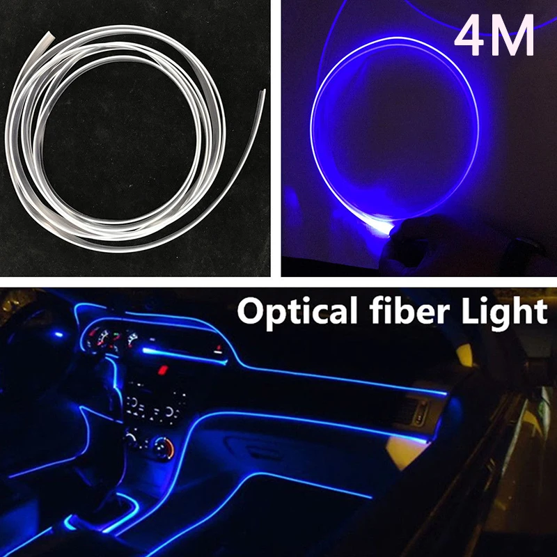 

12V Optical Fiber Lights Cars Interior Decel Lamp Dash Trim Moulding LED Strip