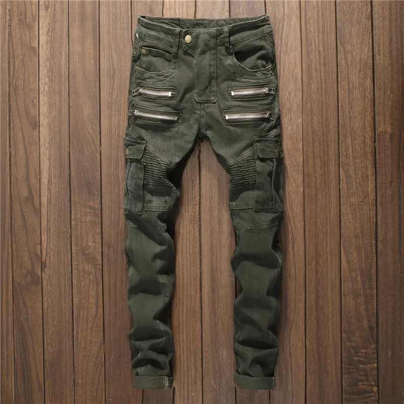 Mens green skinny cargo pants Clearance