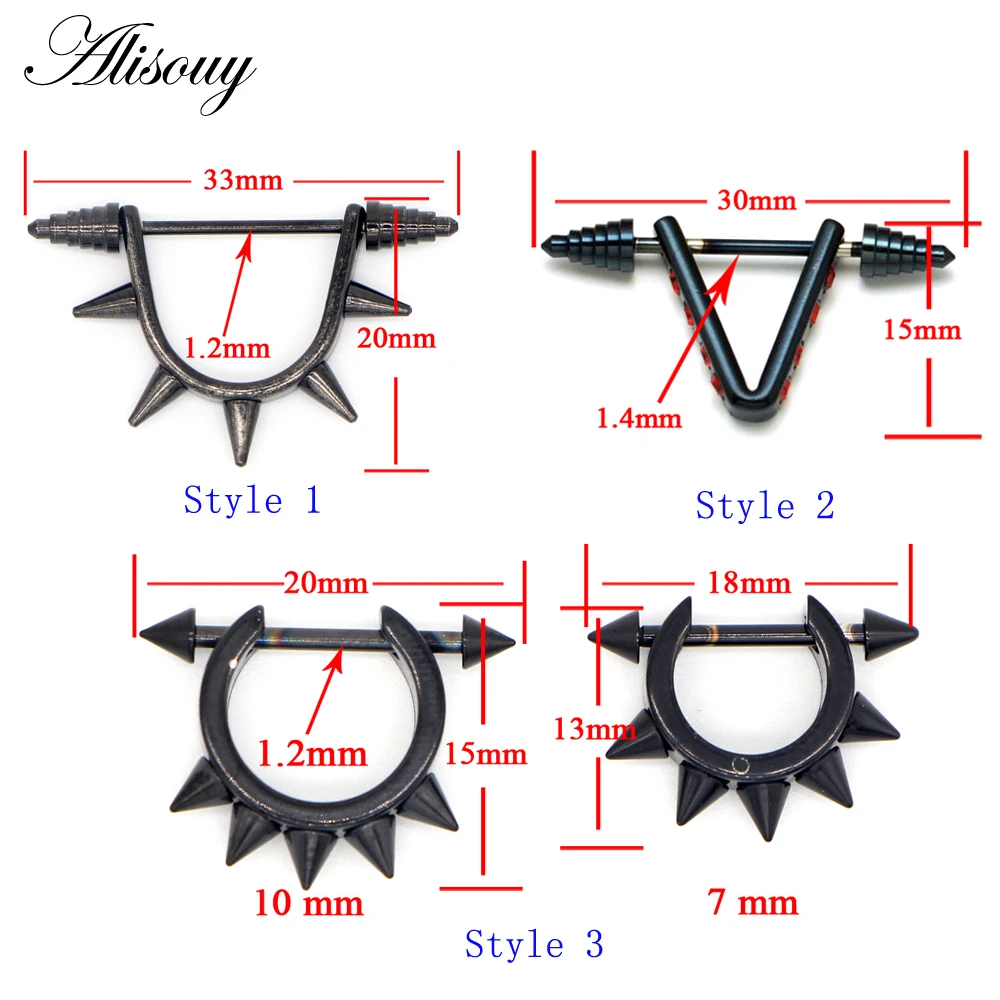 Alisouy Spike earrings cool ear stud stainless Steel body piercing jewelry for man woman fashion sharp series 1 pair Nipple Ring - Image 3