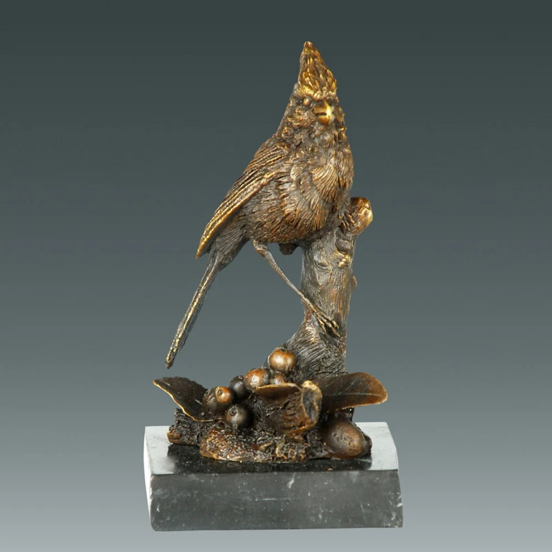 ATLIE BRONZES Pure Bronze bird figurine Lucky Birds Statue for home