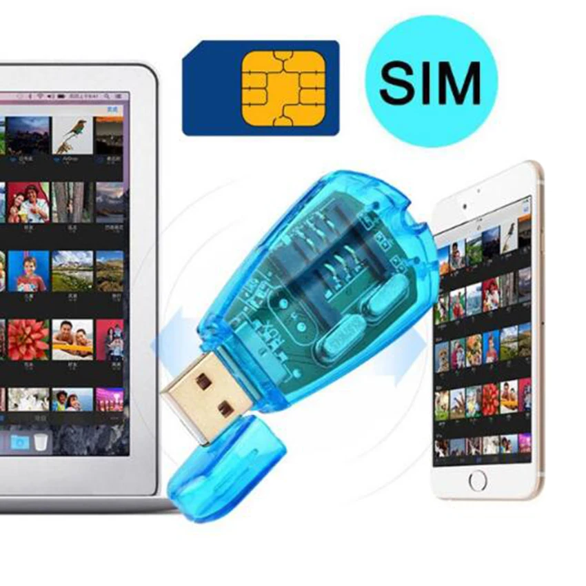 Высокое качество синий USB Мобильный телефон Стандартный SIM Card Reader копия писатель SMS резервного копирования GSM/CDMA+ CD