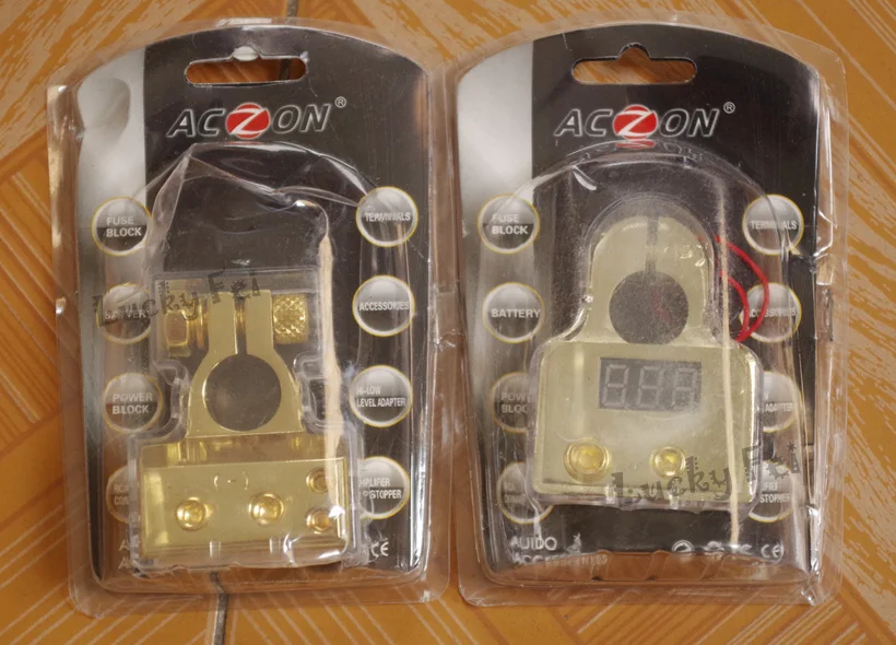 Cable de arranque de salto 2 piezas 0/4/8 Awg terminales de batería negativos de coche Auto positivo voltaje dorado de platino pantalla LED DIGITAL GRATIS