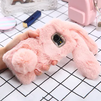 

S8 Plus 3D Cute Soft Fluffy Rabbit Warm Fur Case For Samsung Galaxy S8 S7 S6 edge Cover Fashion Elegant Bling Diamond Phone Case