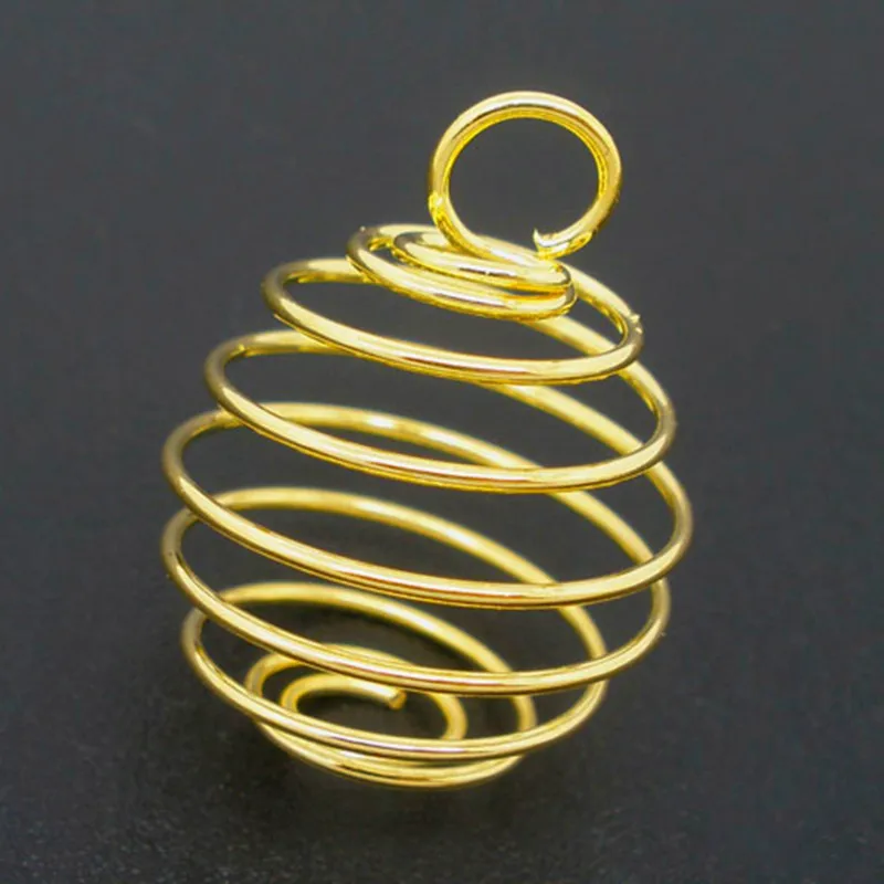200Pcs DIY Color Gold Spiral Bead Cages Pendants Charm Breloque Jewelry