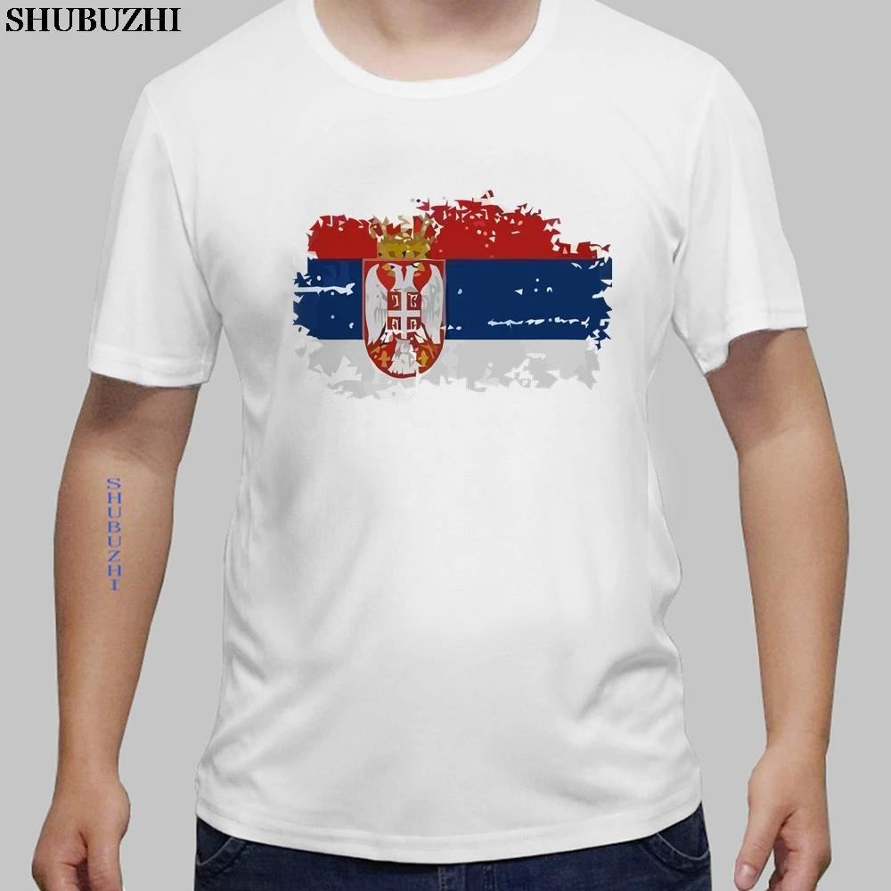 

Nostalgic Style Serbia National Flag Printed T Shirt Men Summer Short Sleeve Men T-shirt Round Neck Fitness Tops euro size