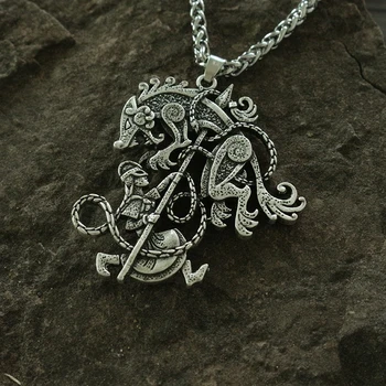 

lanseis 1pcs dropshipping viking men necklace pendant ODIN Warrior NORSE WOLF Pendant