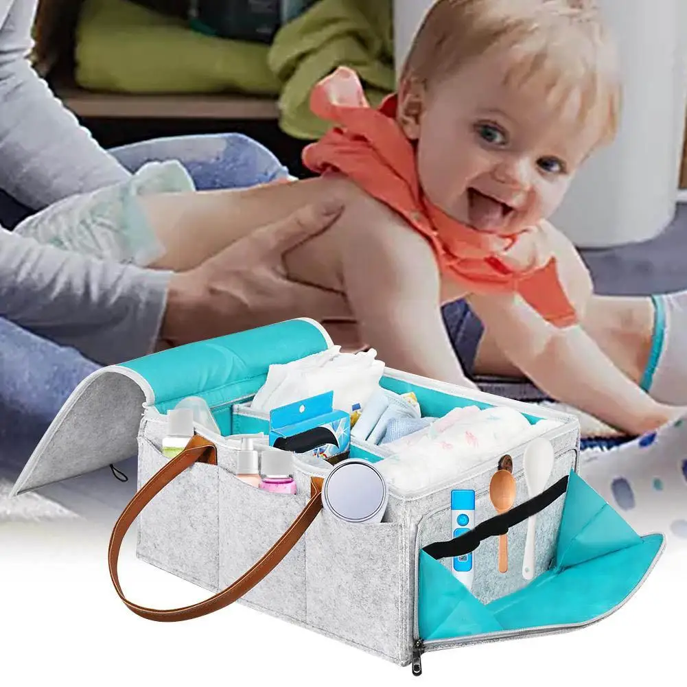 

25*38 cm Multifunction Baby Diaper Organizer Multi-Grids Folding Large Capacity Baby Diaper Storage Bag Organizer With Handle
