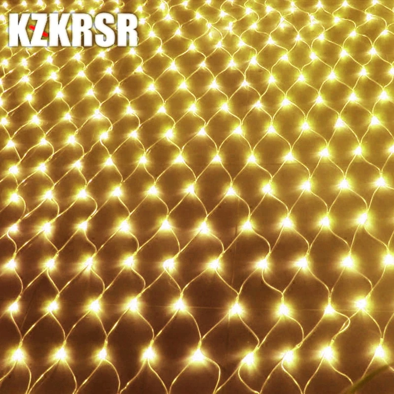 KZKRSR Рождество 1,5 м x светодио дный 1,5 м 96 LED сетка Фея мерцание лампы вспышки домашний сад Рождество Свадьба елка вечерние партия гирлянда