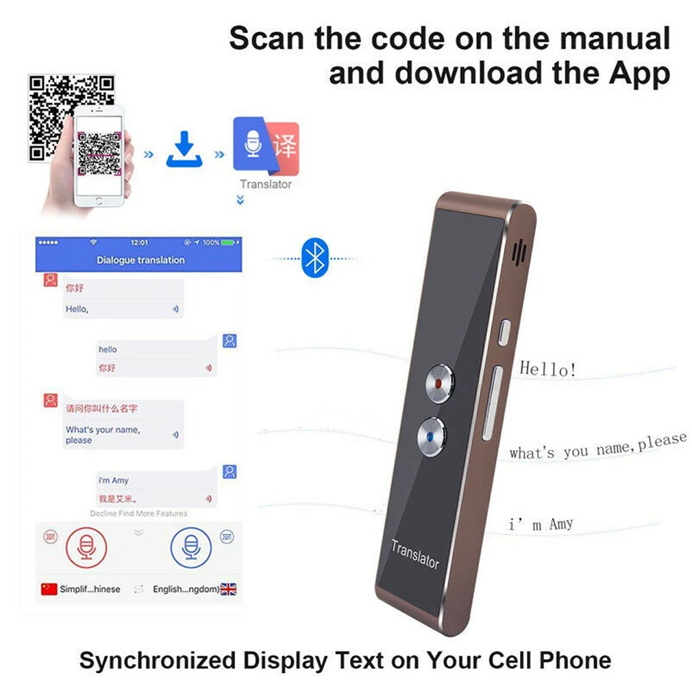 Умный мгновенный голосовой переводчик 40 языков многоязычный речевой интерактивный перевод инструмент Bluetooth портативный мини