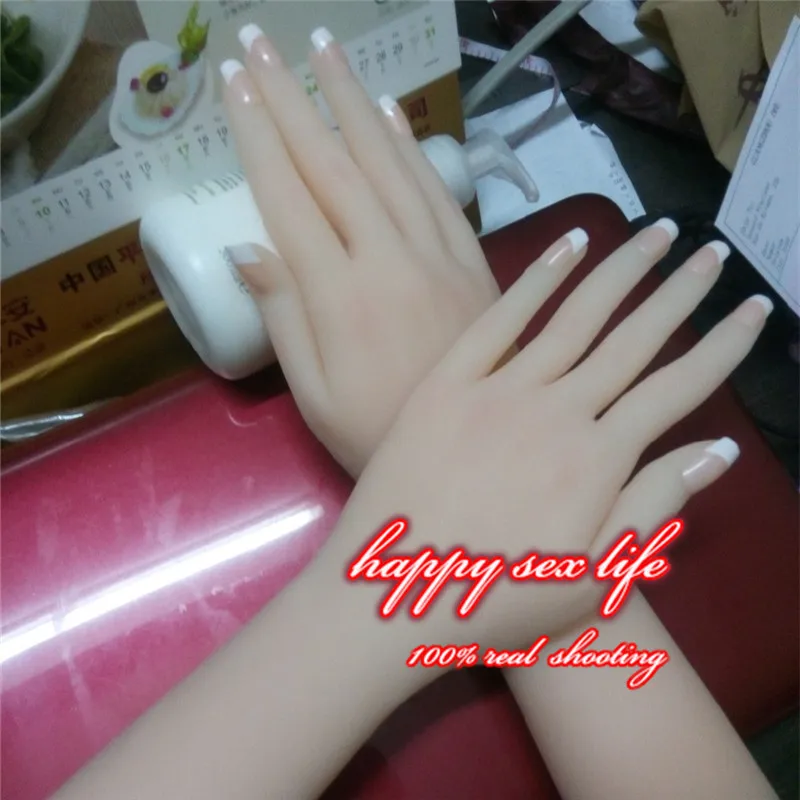 

beautiful young girls hands to display, solid silicone hot woman woman hands with model of the nails and hands.