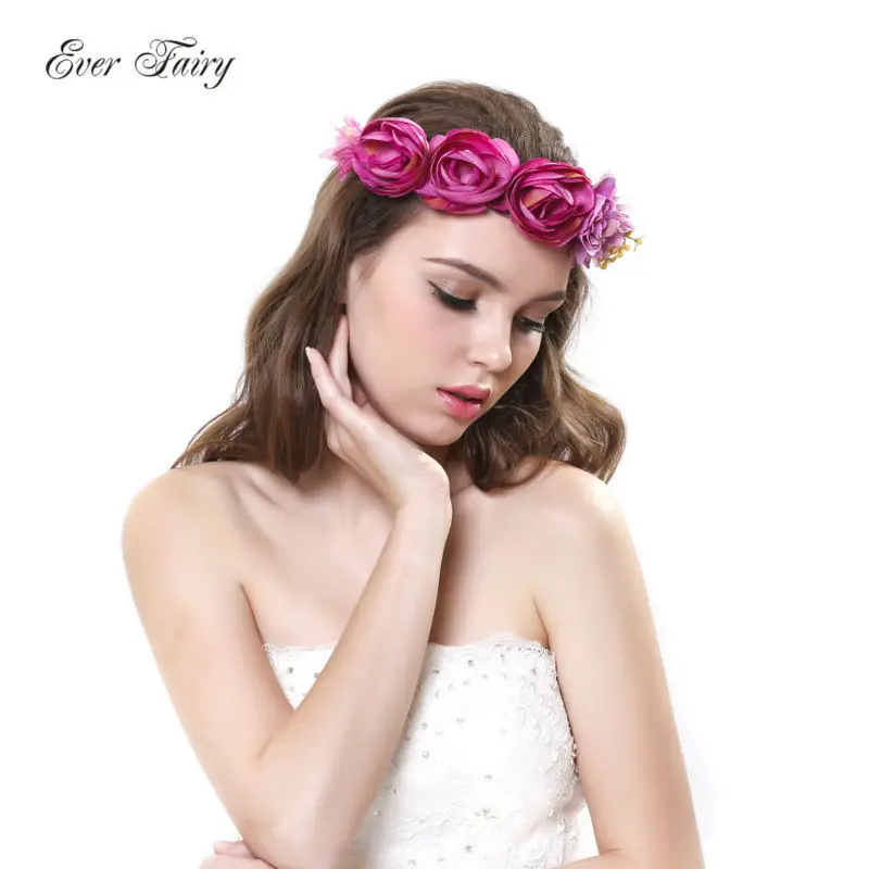 Когда-нибудь Фея Для женщин венок из роз фестиваль свадебные вечерние цветочные гирлянды Корона Цветочные Halo с лентой цветок корона