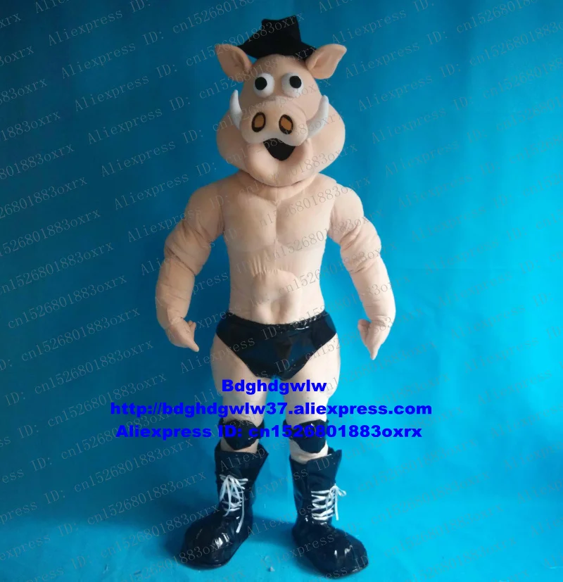 

Strong Muscle Pig Mascot Costume Adult Cartoon Character Outfit Suit Corporate Image Film Theatrical Performances zx1194