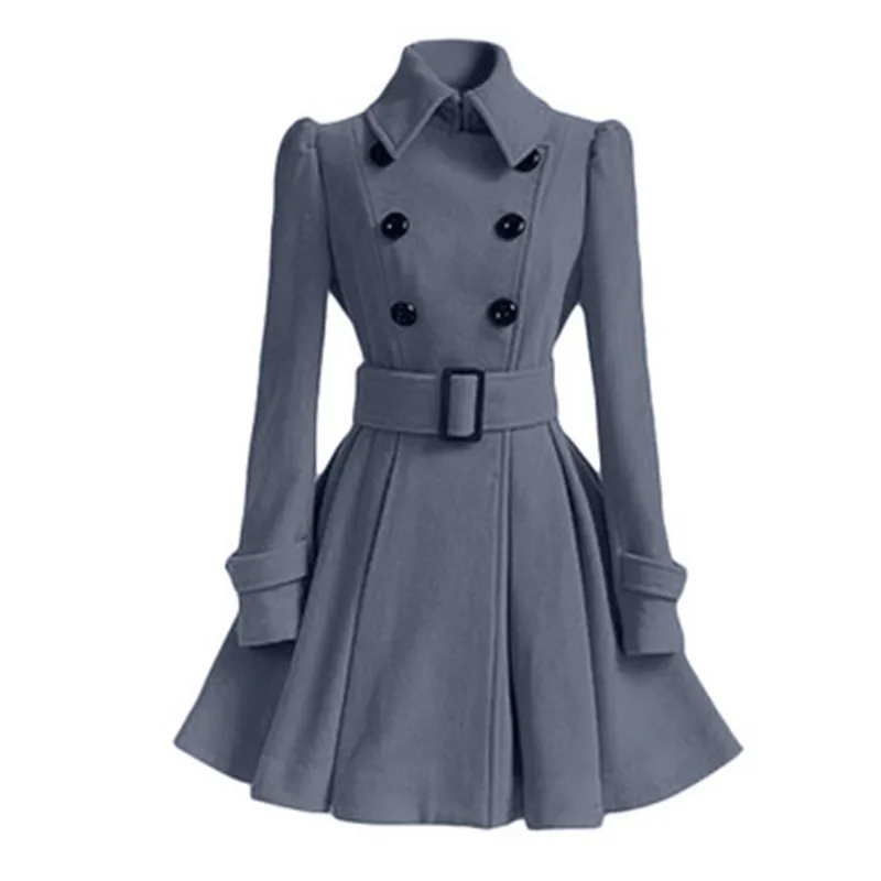 

Fashion Ladies Wool And Blends Coat Winter Elegant Casual Solid Harajuku Casaco Feminino Clothing With Sashes European Style
