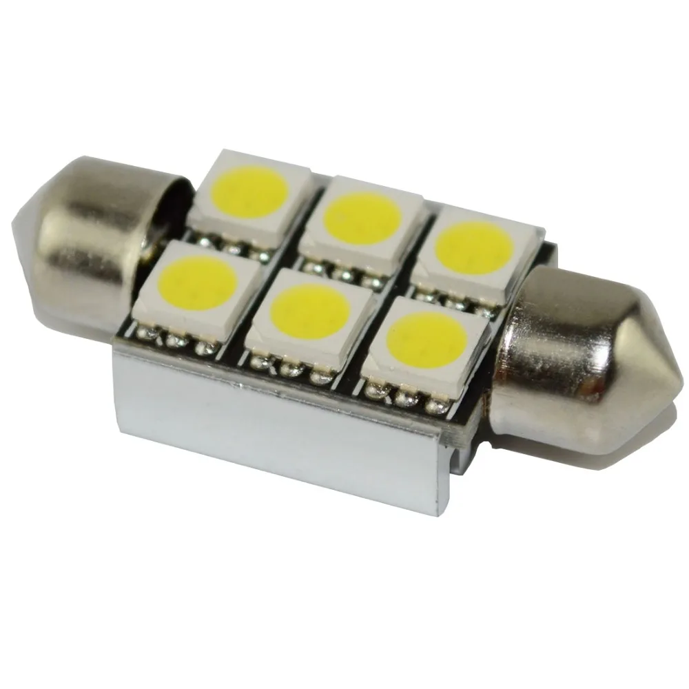 10 шт./лот белый гирлянда Canbus 12 В 36 мм/39 мм/42 мм 6SMD 5050 светодио дный авто свет лампы