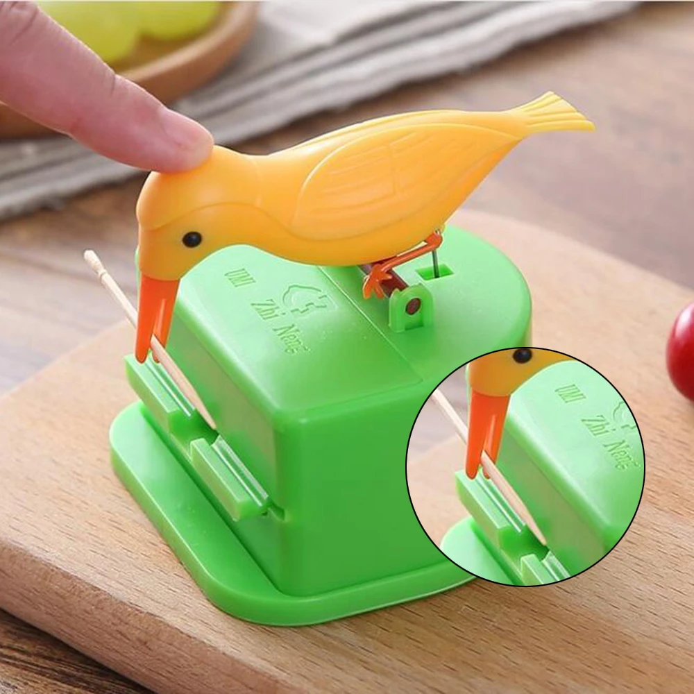

Automatic Toothpick Container Cartoon Bird Push Type Dispenser toothpick box
