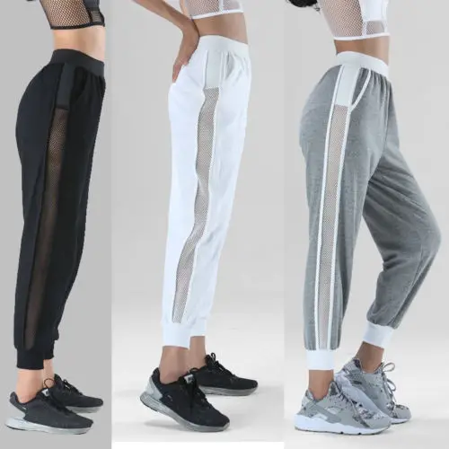 Новые женские удобные свободные спортивные сетчатые брюки в стиле пэчворк три цвета