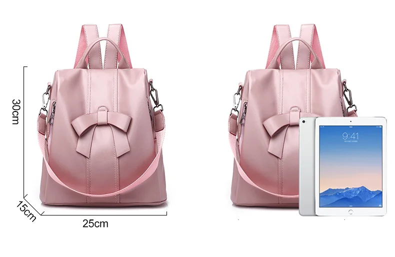 Женский рюкзак из мягкой кожи с бантом, розовые школьные рюкзаки для девочек-подростков, повседневная большая сумка на плечо, Женская дорожная сумка Mochila XA488H