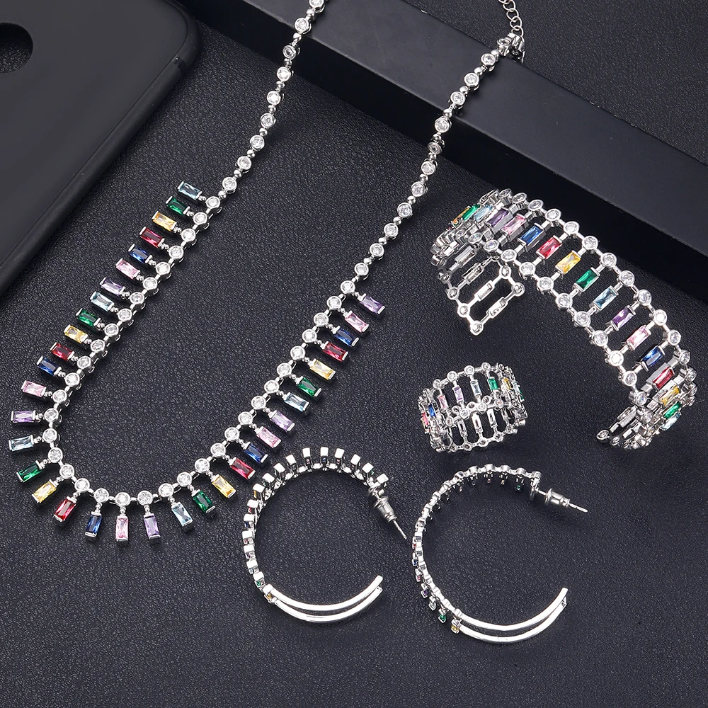

jankelly luxury Unique African Jewelry Sets For Women Wedding Cubic Zircon Crystal CZ Dubai Bridal Jewelry