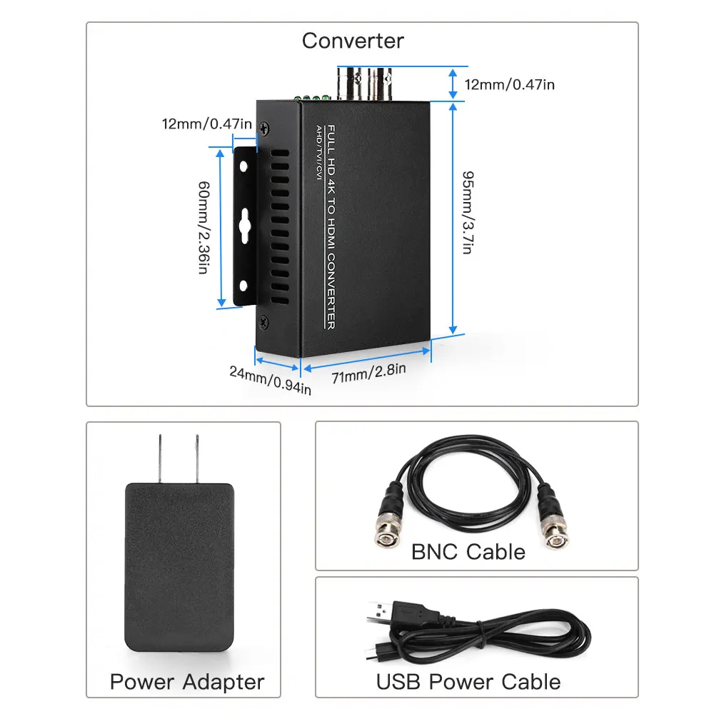 4K 1080P HDMI конвертер адаптер Full HD BNC в HDMI видео конвертер для монитора HDTV DVRs конвертировать TVI CVI AHD CVBS BNC видео