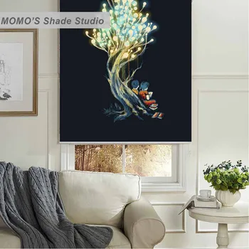 

MOMO Blackout Kids Window Curtains Roller Shades Blinds Shutter Thermal Insulated Fabric Custom Artistic ,PRB set16