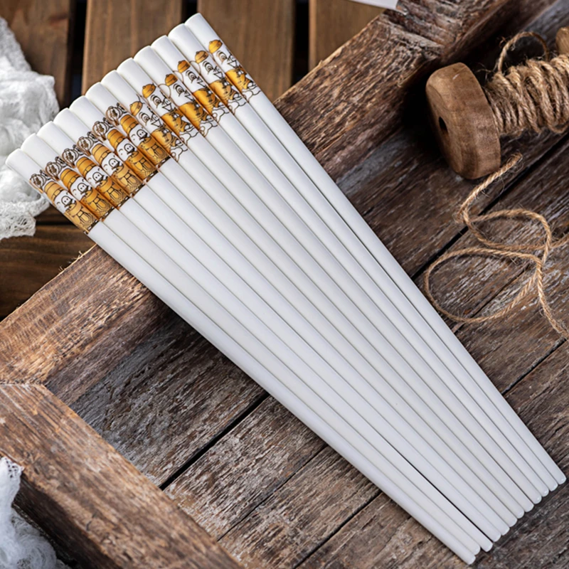 

10 Pairs Luxury Household sushi Chopsticks Tableware Ceramic chopsticks Chinese Style for gift(24cm)