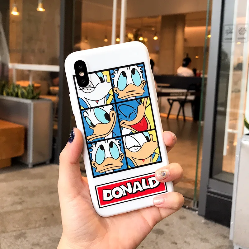 

JAMULAR Cartoon Donald Duck Phone Case For iPhone X XS MAX XR 7 8 6 6s Plus Soft Matte White Silicone Back Cover Coque Fundas
