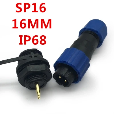 Водонепроницаемый разъем авиационный штекер SP16 тип IP68 Кабельный и гнездо