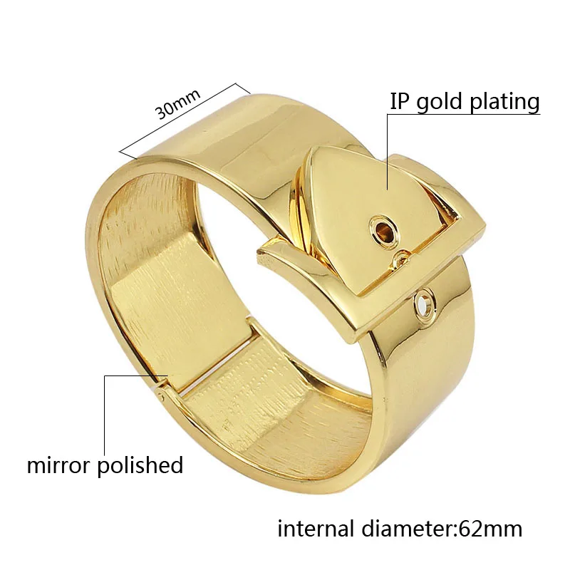 Широкий регулируемый размер золотого цвета ремень браслет Женская мода ювелирные изделия браслет - Окраска металла: gold color