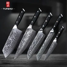 TURWHO 5 шт. Кухня Ножи комплект 67-слойная японская Дамаск Нержавеющая сталь сантоку шеф-повар нож для очистки овощей Ножи G10 ручка