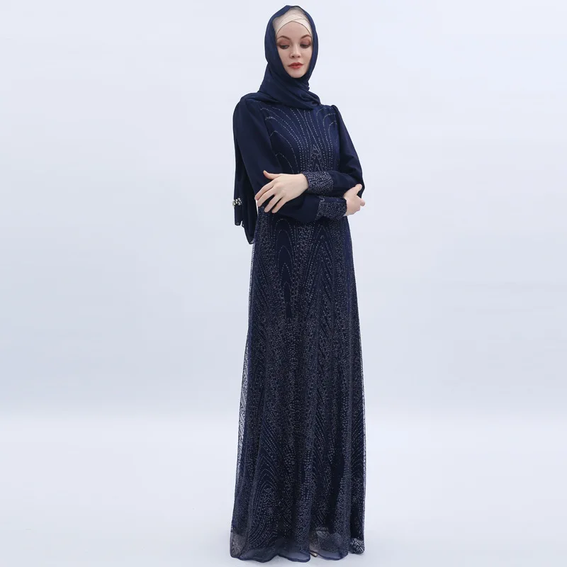 Роскошные мусульманские блестки abaya Бисероплетение платье кардиган-кимоно элегантные свободные длинные халаты Jubah Ближний Восток Eid