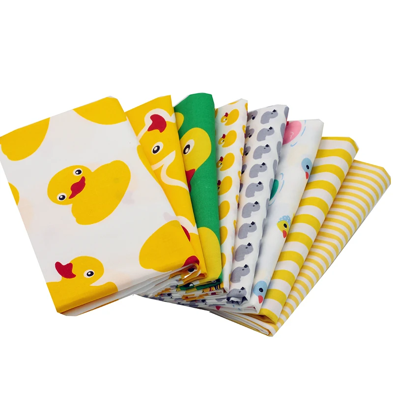

8pcs Size 40X50cm 100% Cotton Fabrics Mult-colour Cute Duck Pattern DIY Quilting Sewing Bundle For Patchwork Fabric Crafts