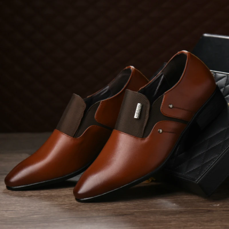 

Mazefeng New 2019 England Style Spring Male Leather Shoes Pointed Toe Men Dress Shoes Solid Fashion Business Leather Shoes