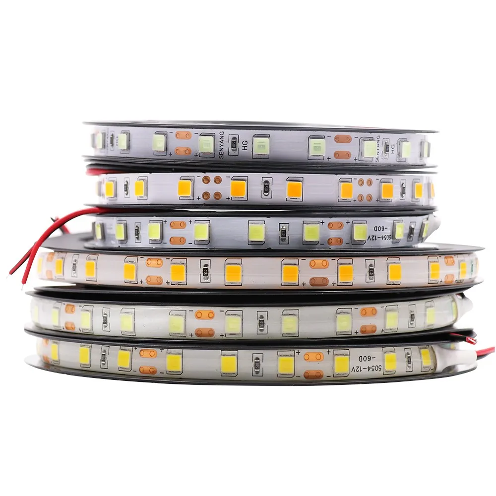 5 м/лот DC12V SMD 2835 5050 лента света 60leds/M Водонепроницаемый белый/теплый белый супер яркий 5054 гибкие светодиодные полосы