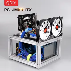 QDIY PC-JMK9 Mini ITX открытие голый компьютер рамки алюминий шасси водяного охлаждения платформы чехол для ноутбука